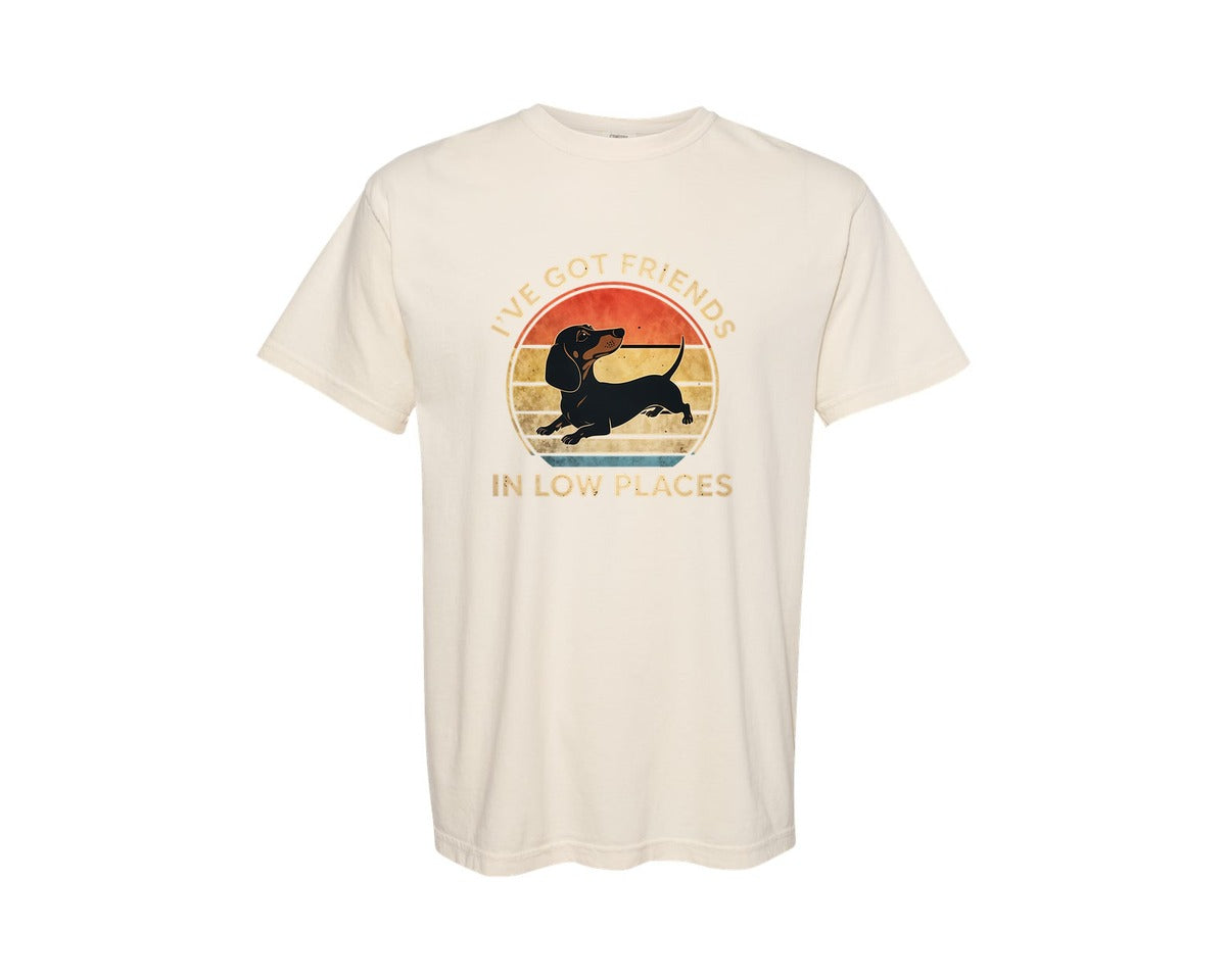 brand:Comfort Colors|color:Ivory|Dachshund Ive Got Friends In Low Places 2 Graphic T-Shirt