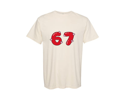 brand:Comfort Colors|color:Ivory|Valentine Six Seven Romantic Numbers Graphic T-Shirt