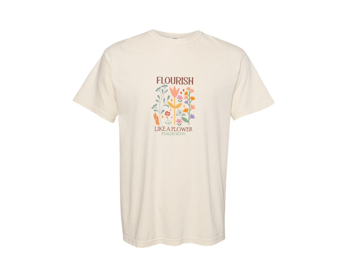 brand:Comfort Colors|color:Ivory|Christian Boho Abstract Flowers 4 Graphic T-Shirt