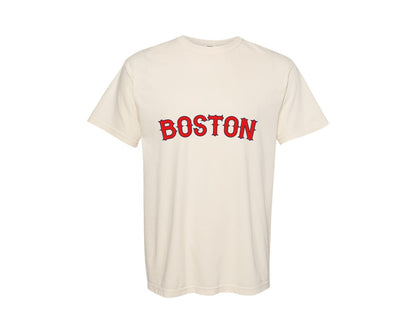 brand:Comfort Colors|color:Ivory|Boston Lettering Typography Graphic T-Shirt