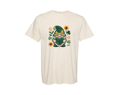 brand:Comfort Colors|color:Ivory|St Patricks Day Gnome Shamrock Graphic T-Shirt
