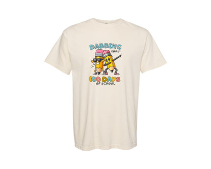brand:Comfort Colors|color:Ivory|Dabbing Thru 100 Days Of School 4 Graphic T-Shirt