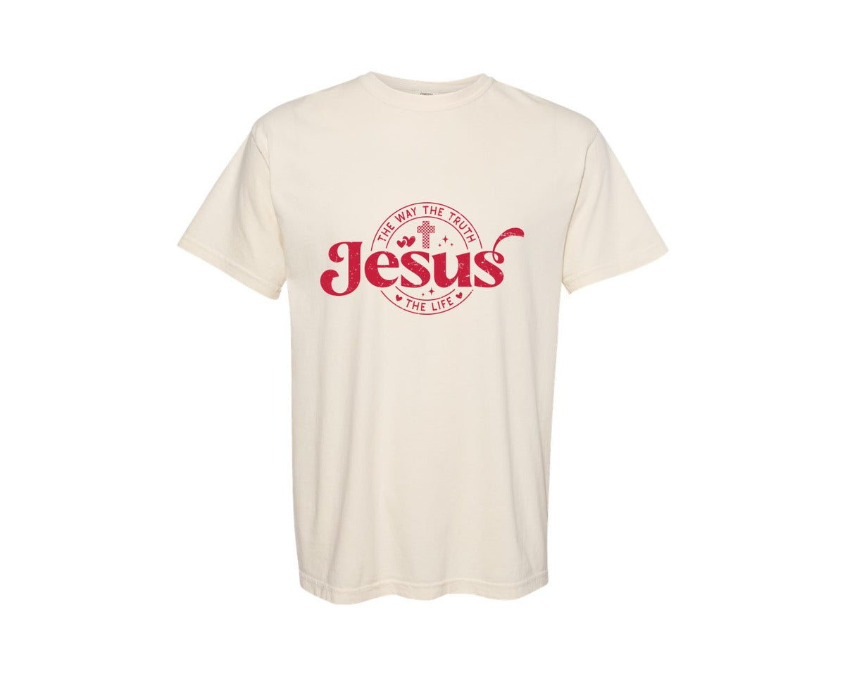 brand:Comfort Colors|color:Ivory|Jesus The Way The Truth The Life 6 Graphic T-Shirt