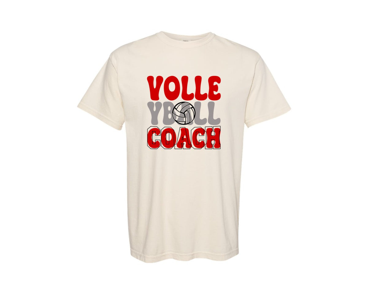 brand:Comfort Colors|color:Ivory|Volleyball Coach Volleyball Mom 2 Graphic T-Shirt