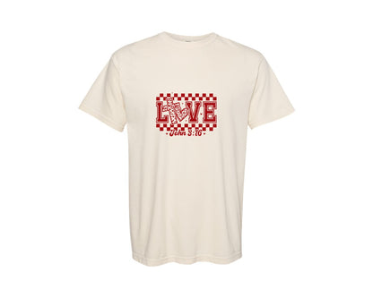 brand:Comfort Colors|color:Ivory|Christian Valentine Loved John 316 Graphic T-Shirt