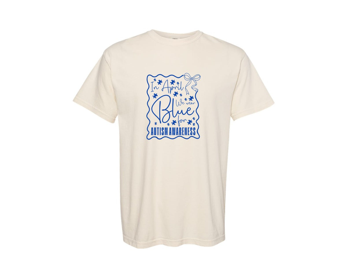 brand:Comfort Colors|color:Ivory|In April We Wear Blue Autism 2 Graphic T-Shirt