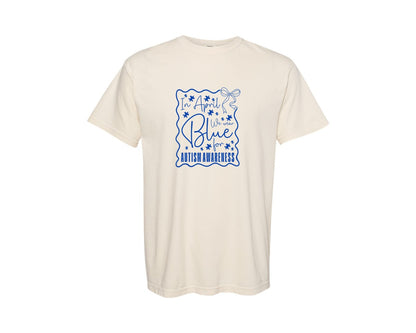 brand:Comfort Colors|color:Ivory|In April We Wear Blue Autism 2 Graphic T-Shirt
