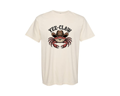 brand:Comfort Colors|color:Ivory|Yee Claw Crab Funny Cowboy Crab Graphic T-Shirt