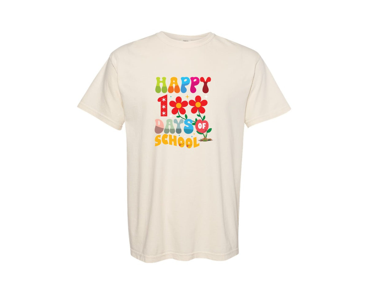 brand:Comfort Colors|color:Ivory|100 Days Of School Spirit Chic T Shirt Graphic T-Shirt
