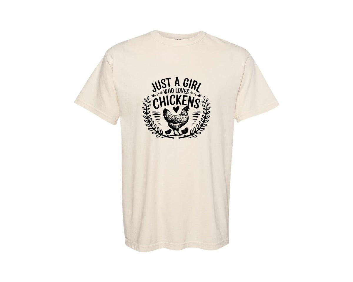 brand:Comfort Colors|color:Ivory|Just A Girl Who Loves Chickens T Shirt D Graphic T-Shirt