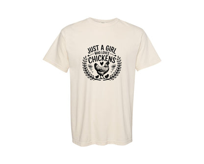 brand:Comfort Colors|color:Ivory|Just A Girl Who Loves Chickens T Shirt D Graphic T-Shirt