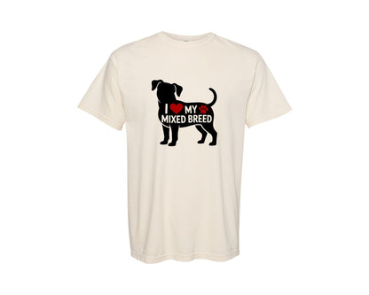 brand:Comfort Colors|color:Ivory|I Love My Mixed Breed Dog Ai Graphic T-Shirt