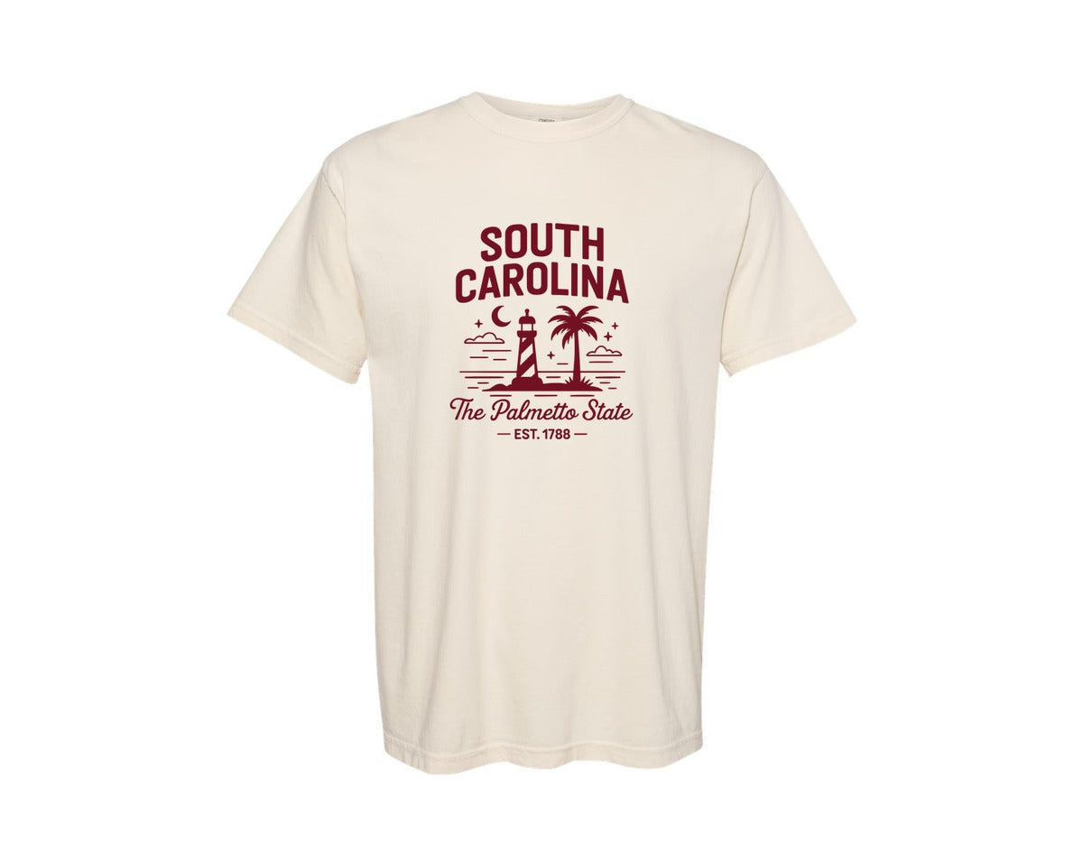 brand:Comfort Colors|color:Ivory|South Carolina The Palmetto State 2 Graphic T-Shirt