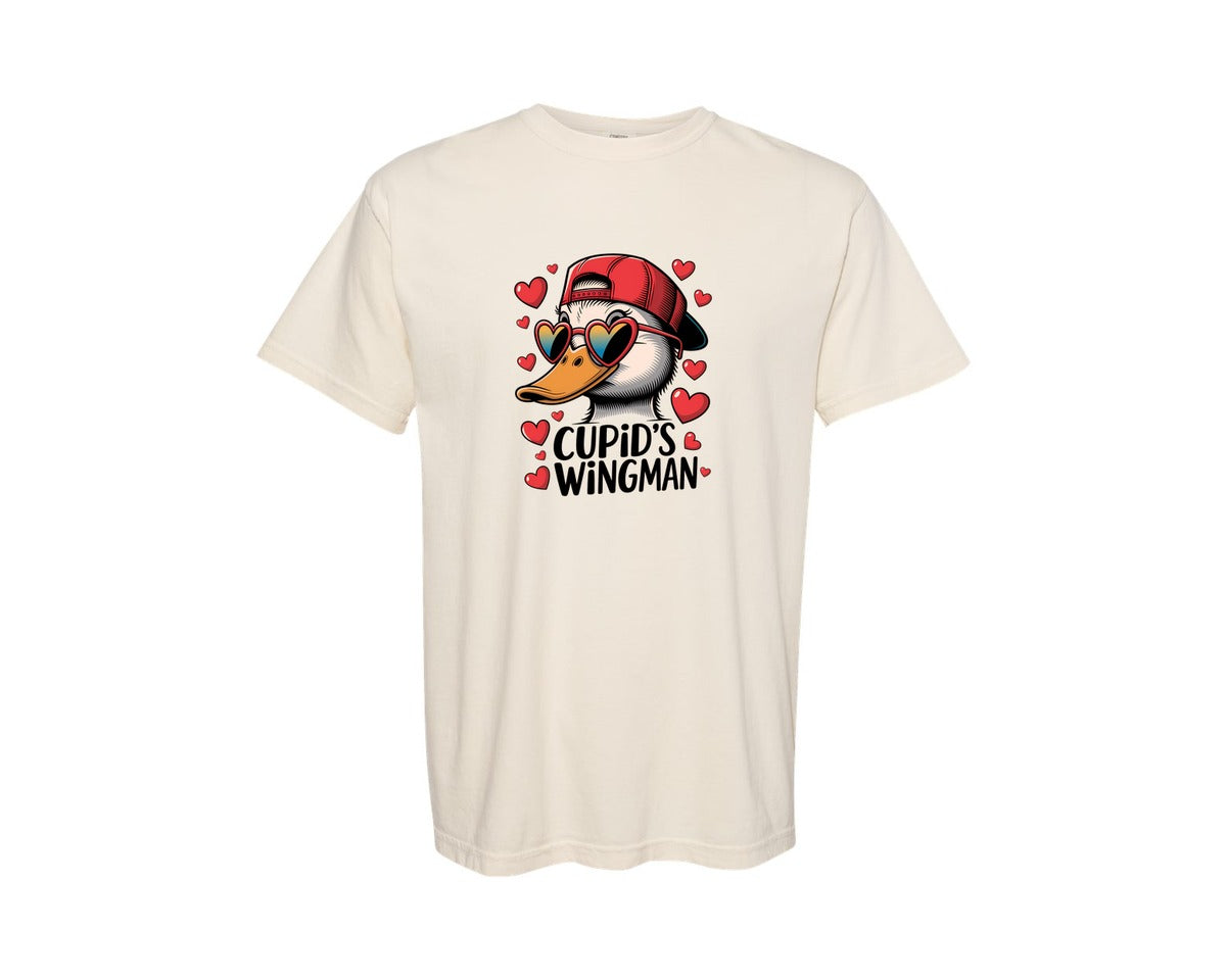 brand:Comfort Colors|color:Ivory|Cupids Wingman Funny Valentines 2 Graphic T-Shirt
