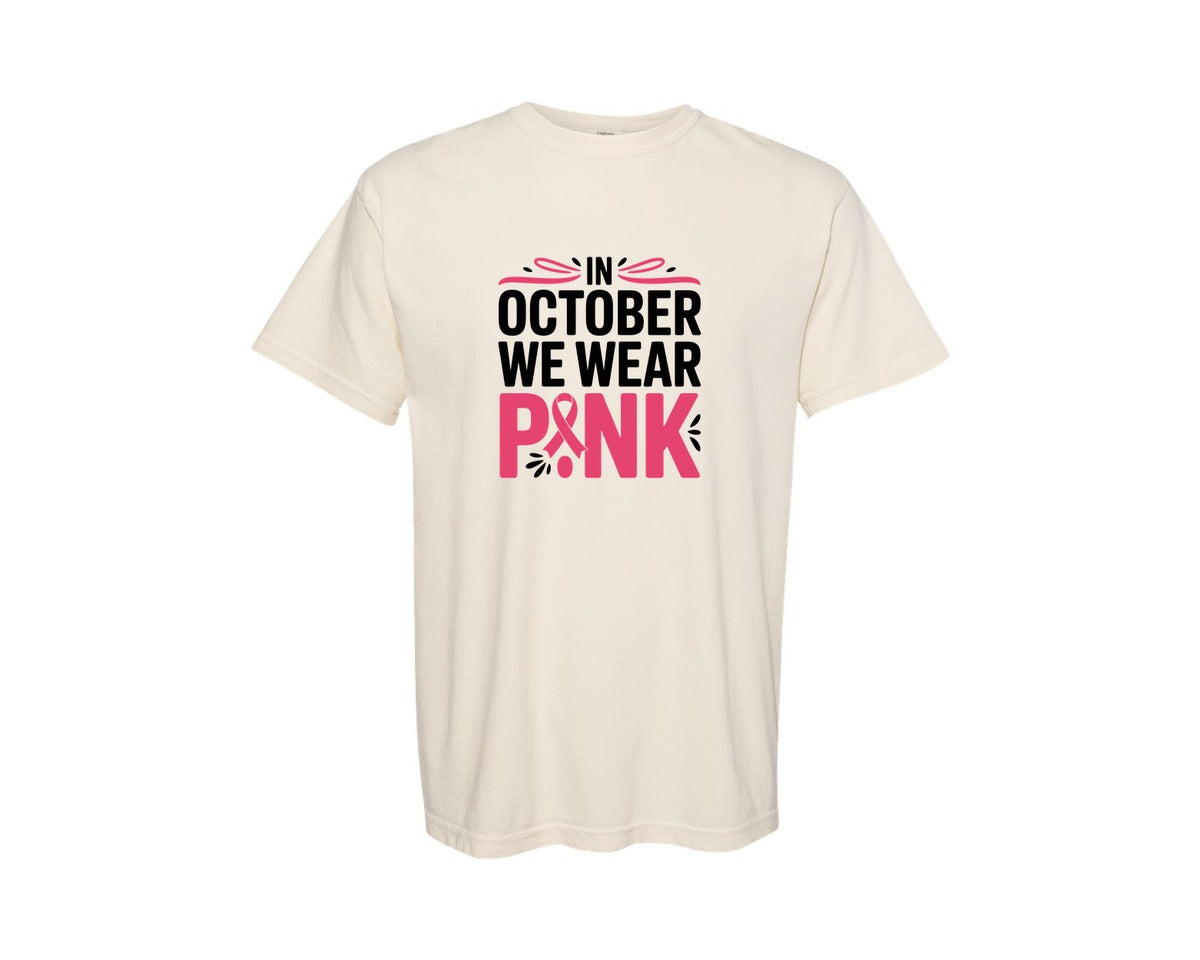 brand:Comfort Colors|color:Ivory|In October We Wear Pink Breast 2 Graphic T-Shirt