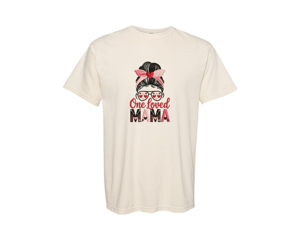 brand:Comfort Colors|color:Ivory|Crochet One Loved Mama Valentine Graphic T-Shirt