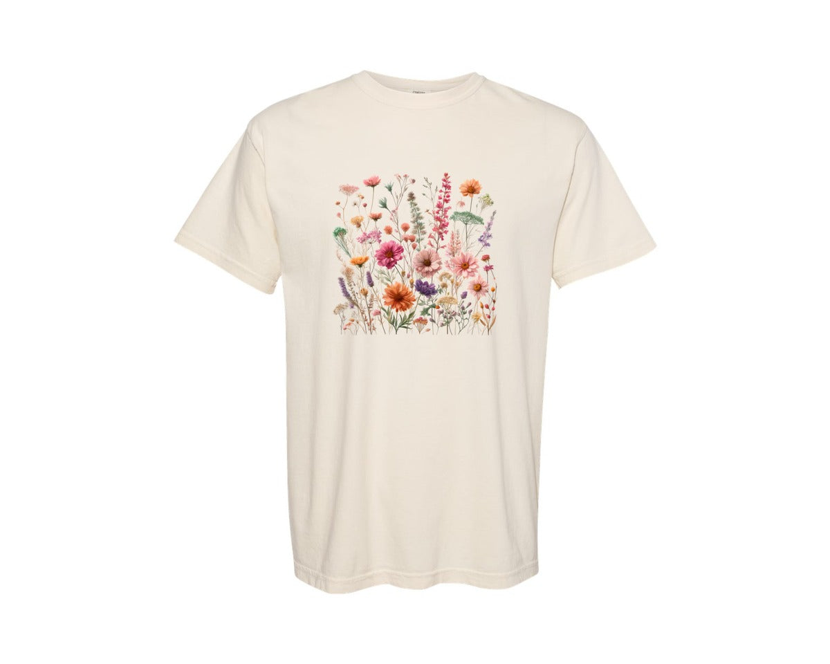 brand:Comfort Colors|color:Ivory|Vintage Wild Flowers Pressed Flowers 5 Graphic T-Shirt