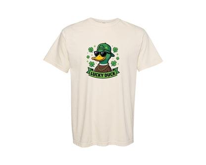 brand:Comfort Colors|color:Ivory|Lucky Duck St Patricks Day Duck Graphic T-Shirt