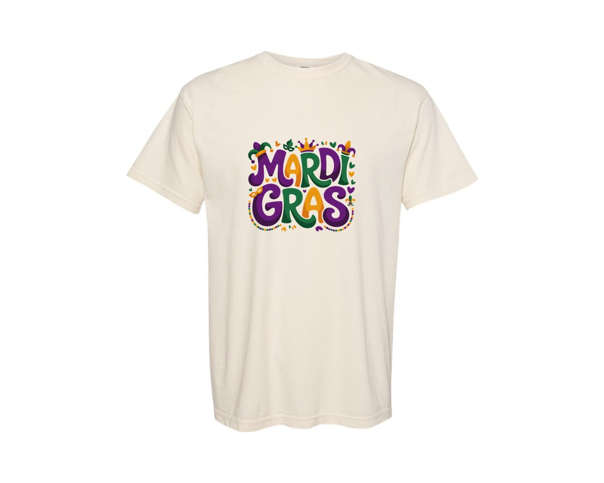 brand:Comfort Colors|color:Ivory|Mardi Gras Colorful Carnival Graphic T-Shirt