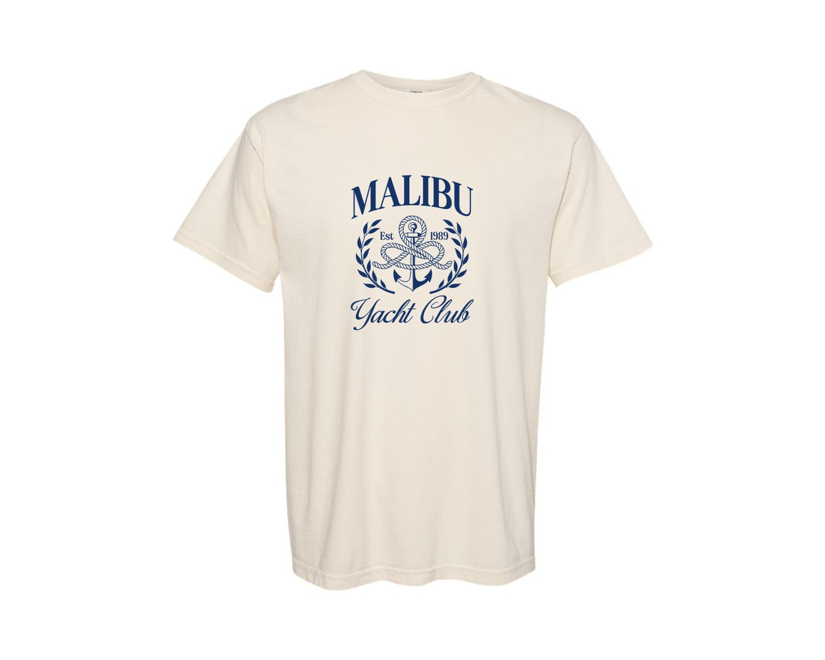 brand:Comfort Colors|color:Ivory|Retro Summer Malibu Yacht Club Graphic T-Shirt