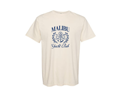 brand:Comfort Colors|color:Ivory|Retro Summer Malibu Yacht Club Graphic T-Shirt