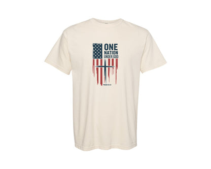 brand:Comfort Colors|color:Ivory|One Nation Under God 4Th Of July 13 Graphic T-Shirt