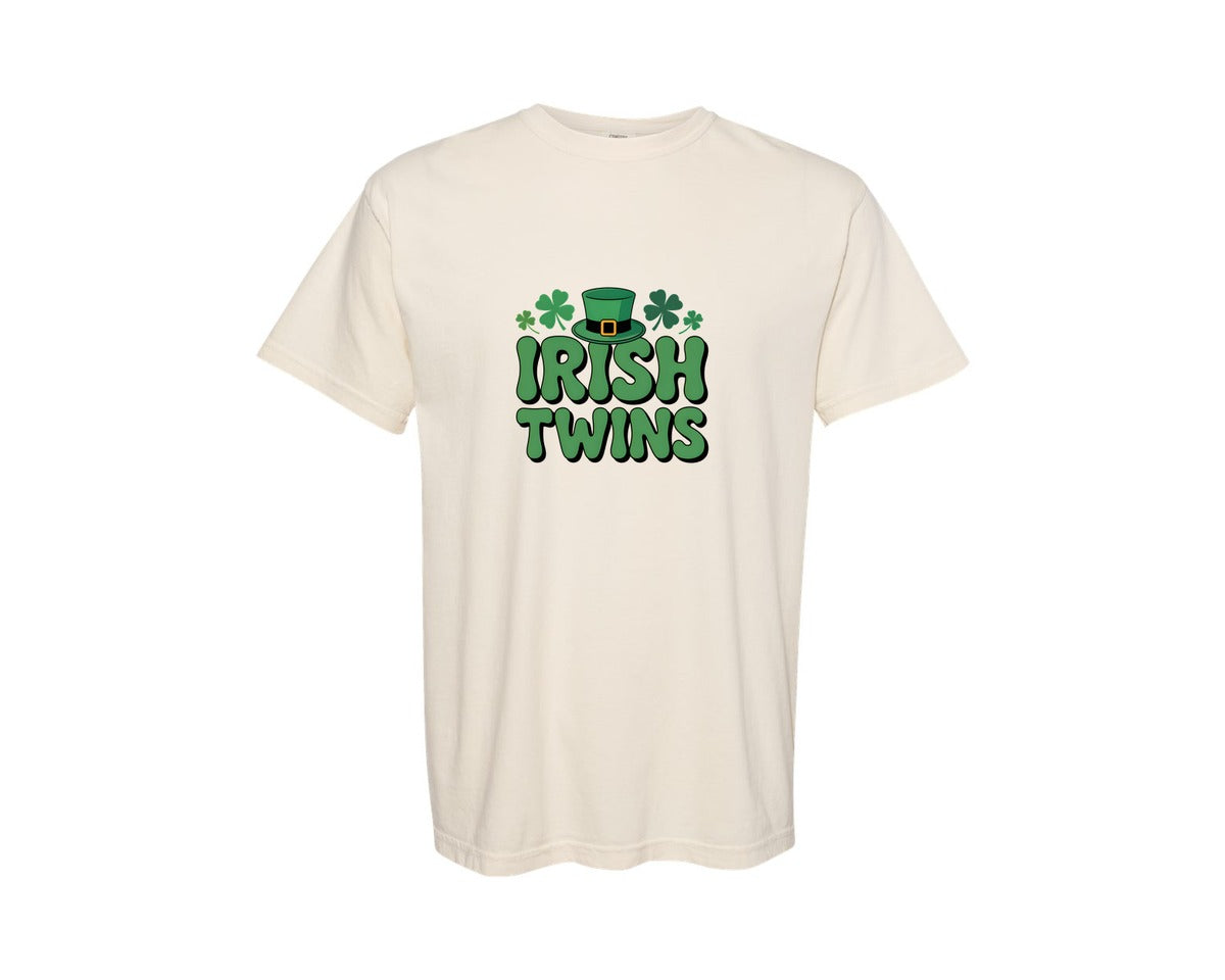 brand:Comfort Colors|color:Ivory|St Paddys Day Irish Twins Graphic T-Shirt