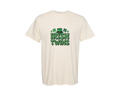 brand:Comfort Colors|color:Ivory|St Paddys Day Irish Twins Graphic T-Shirt
