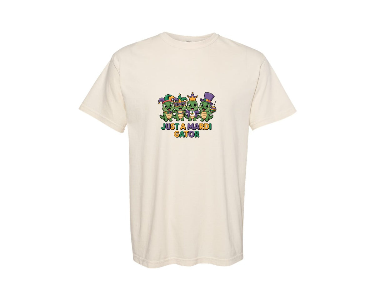 brand:Comfort Colors|color:Ivory|Just A Mardi Gator Design Graphic T-Shirt