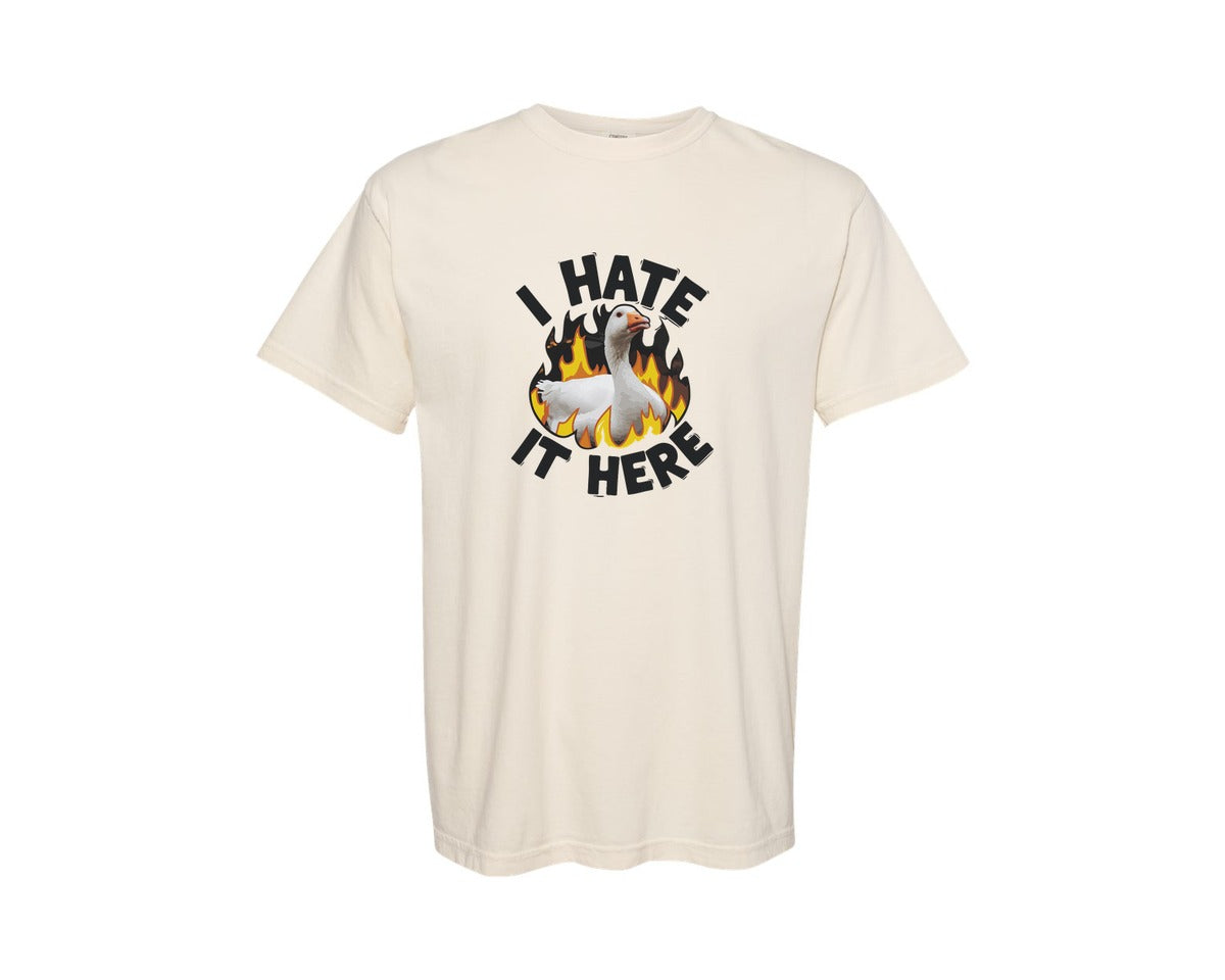 brand:Comfort Colors|color:Ivory|I Hate It Here Angry Goose Meme Graphic T-Shirt