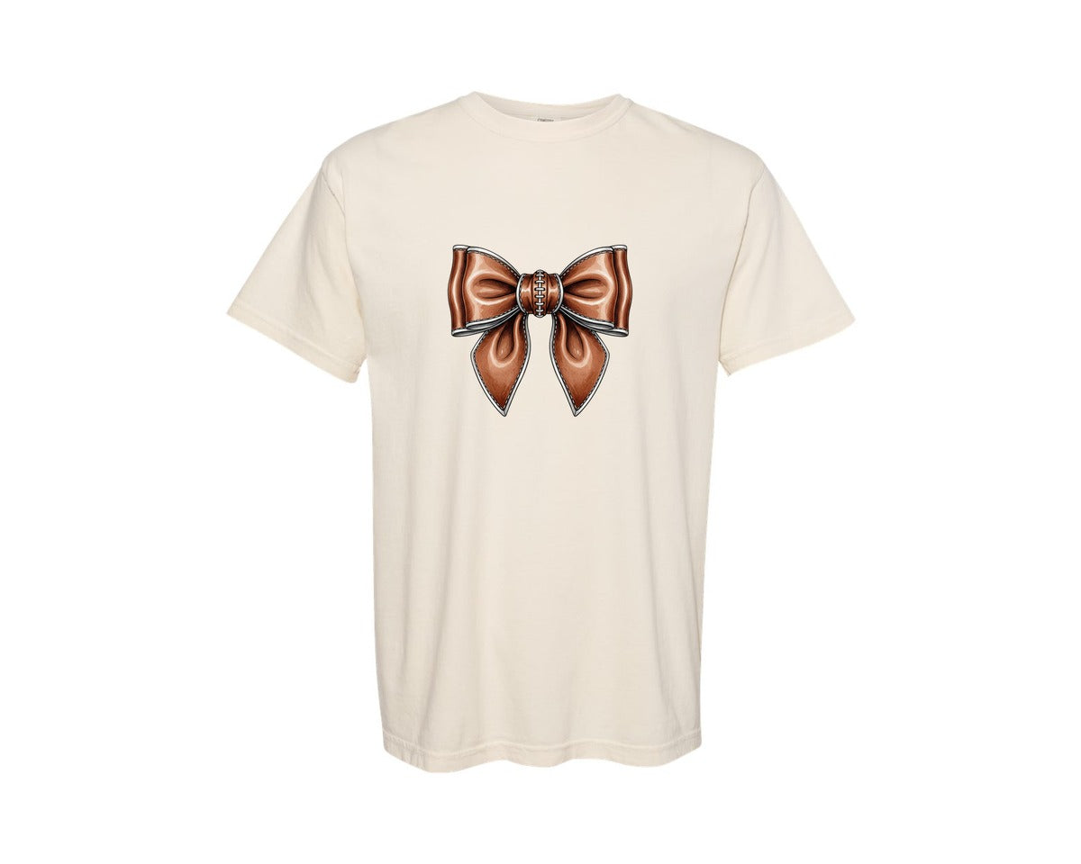 brand:Comfort Colors|color:Ivory|Retro Football Bow 2 Graphic T-Shirt