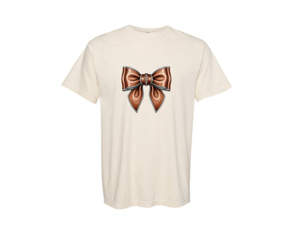 brand:Comfort Colors|color:Ivory|Retro Football Bow 2 Graphic T-Shirt