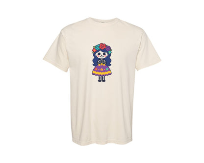 brand:Comfort Colors|color:Ivory|Cute Skeleton Girl Design Graphic T-Shirt