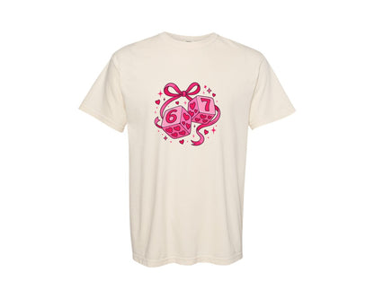 brand:Comfort Colors|color:Ivory|Preppy Six Seven Valentine Dice 6 7 6 Graphic T-Shirt