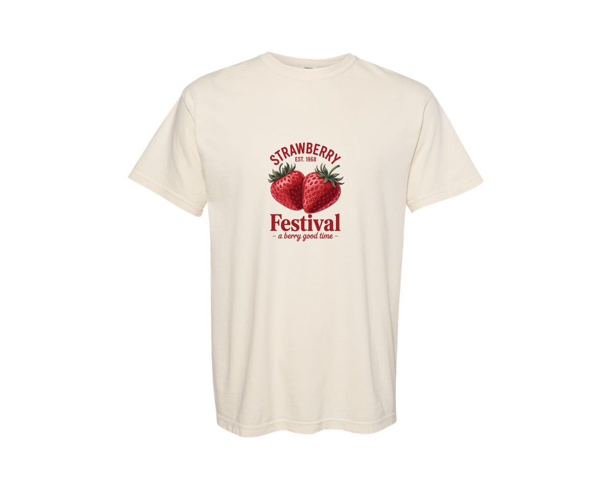 brand:Comfort Colors|color:Ivory|Retro Strawberry Festival 1968 Shirt Graphic T-Shirt