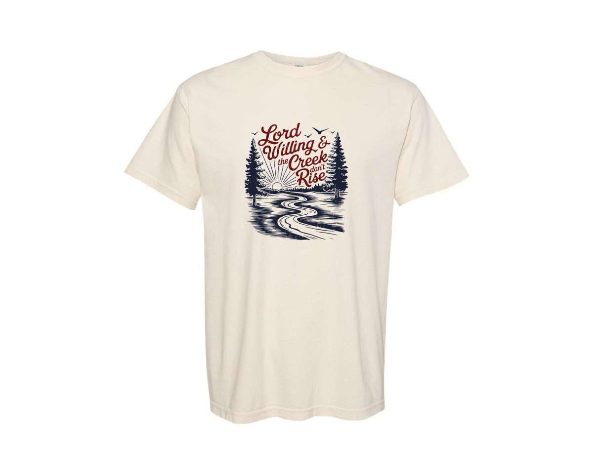 brand:Comfort Colors|color:Ivory|Lord Willin And The Creek Dont Rise Graphic T-Shirt