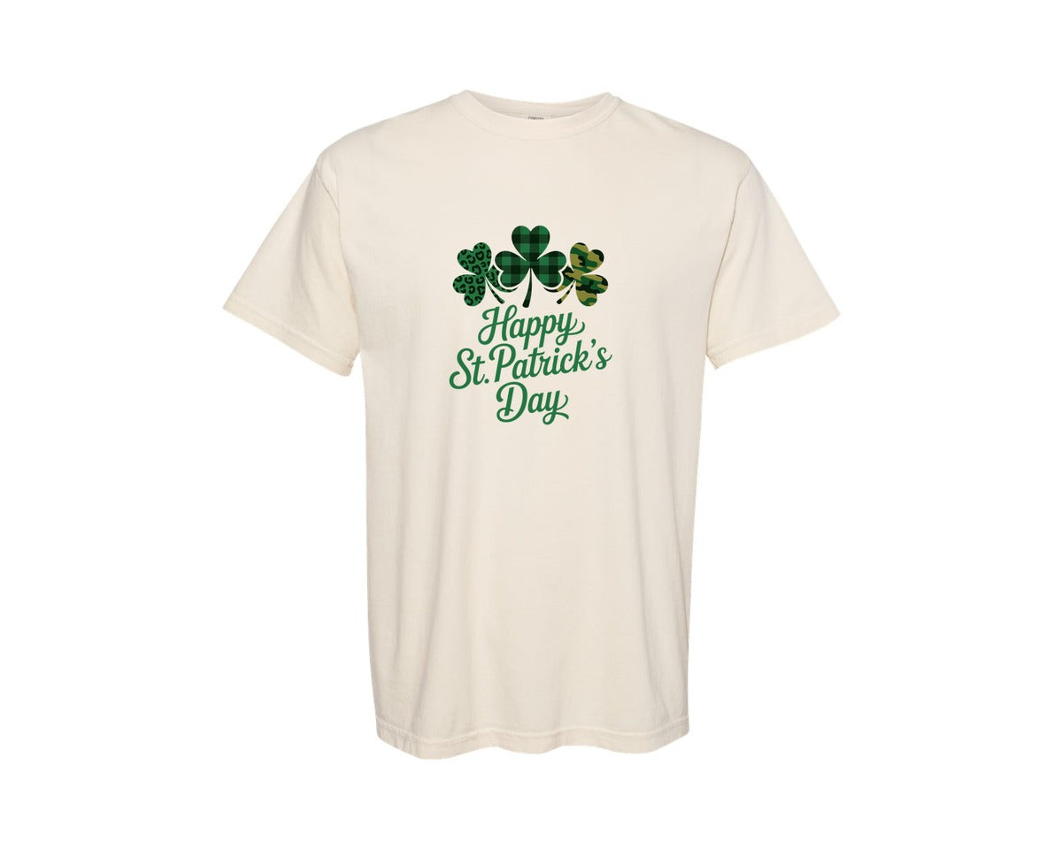 brand:Comfort Colors|color:Ivory|Happy St Patricks Day Shamrock 5 Graphic T-Shirt