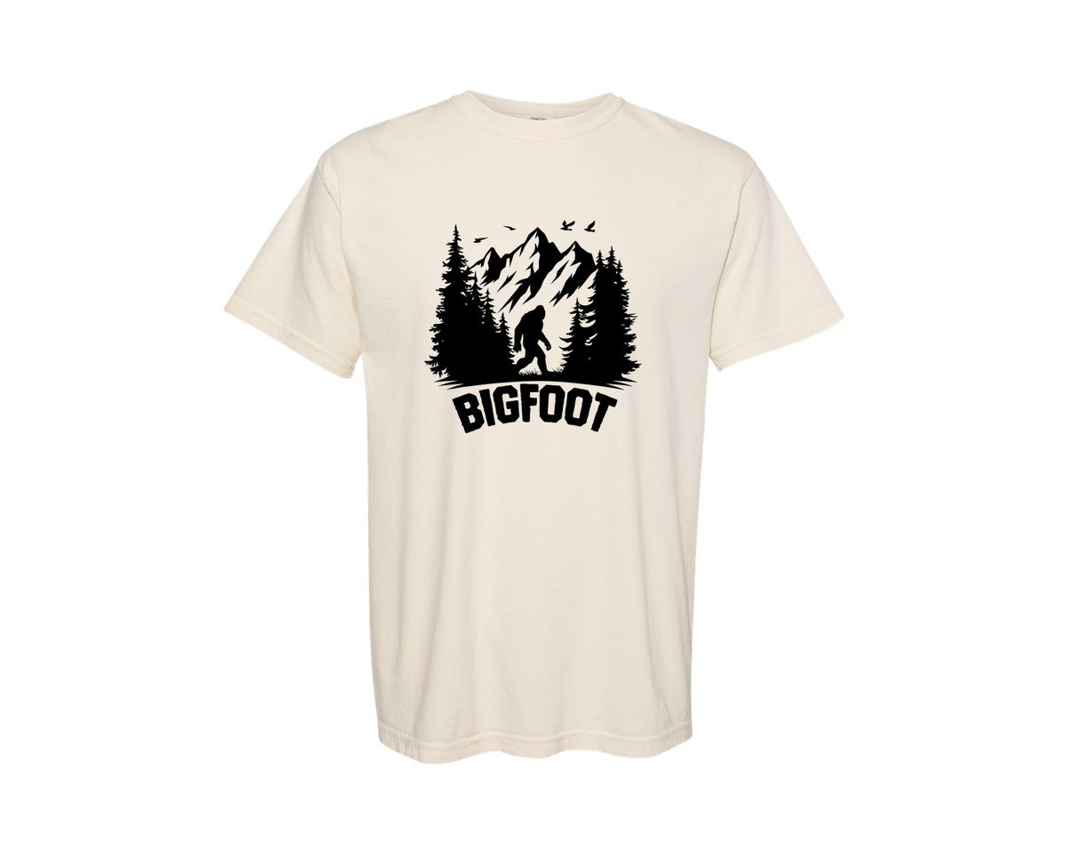 brand:Comfort Colors|color:Ivory|Retro Bigfoot Silhouette Pixel Art Graphic T-Shirt
