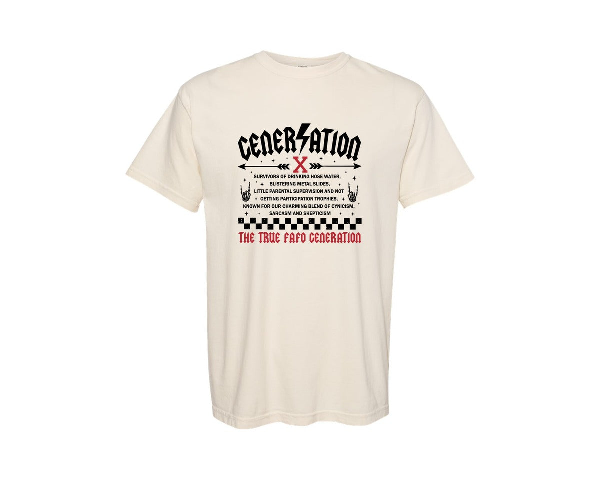 brand:Comfort Colors|color:Ivory|Generation X Fafo Quote Design Graphic T-Shirt