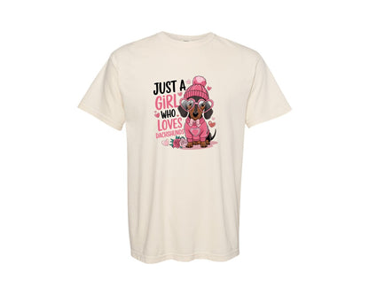 brand:Comfort Colors|color:Ivory|Just A Girl Who Loves Dachshunds 2 Graphic T-Shirt