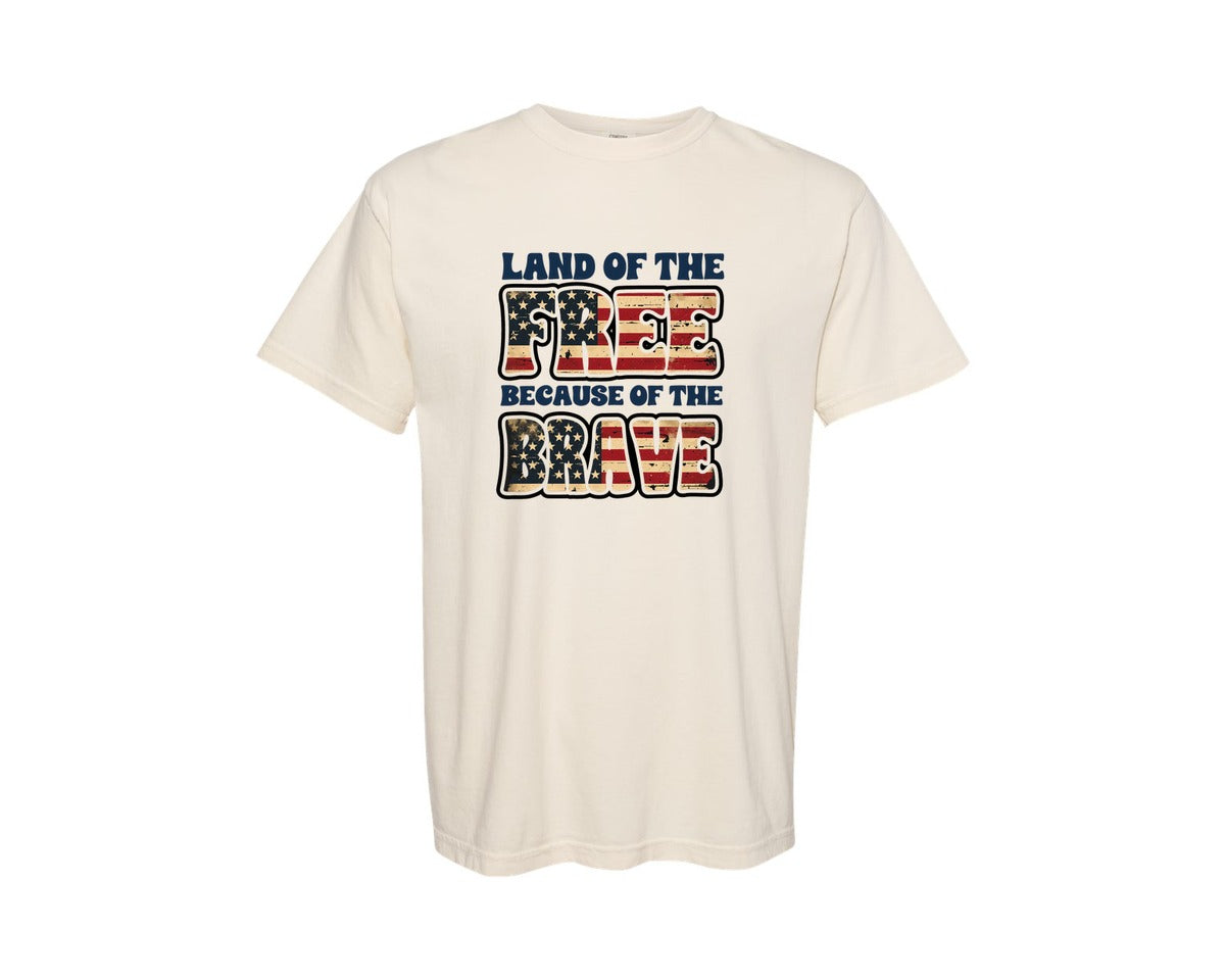 brand:Comfort Colors|color:Ivory|Memorial Day American Flag Sublimat Graphic T-Shirt
