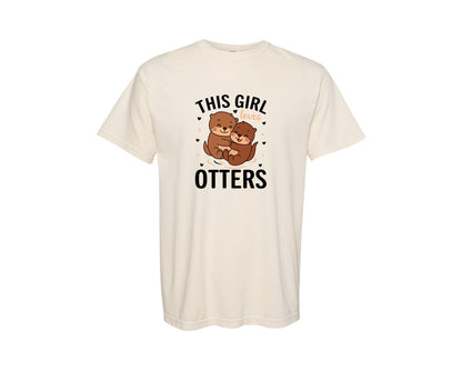 brand:Comfort Colors|color:Ivory|Cute Otter T Shirt For Girls Graphic T-Shirt
