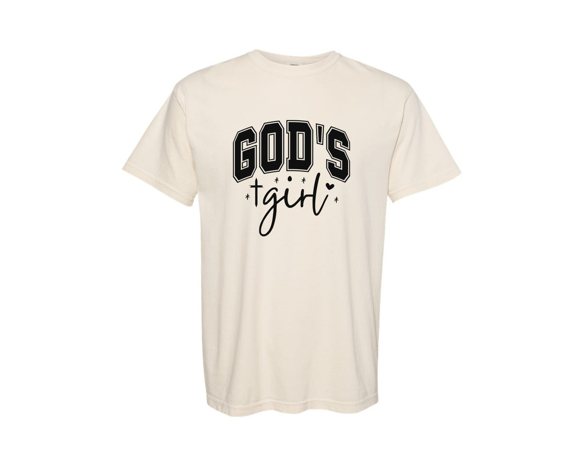 brand:Comfort Colors|color:Ivory|Gods Girl Jesus Christian Graphic T-Shirt