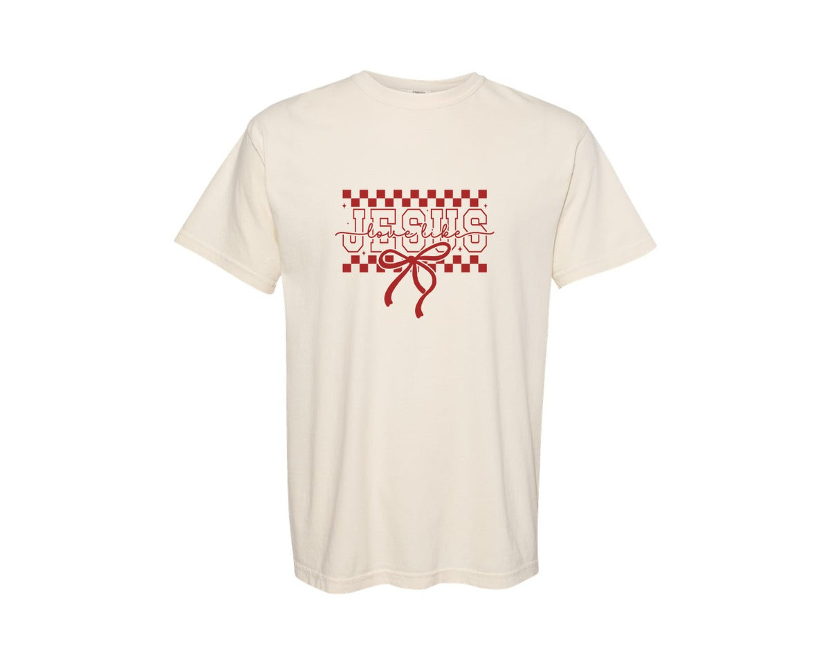 brand:Comfort Colors|color:Ivory|Love Like Jesus Valentine Christian Graphic T-Shirt