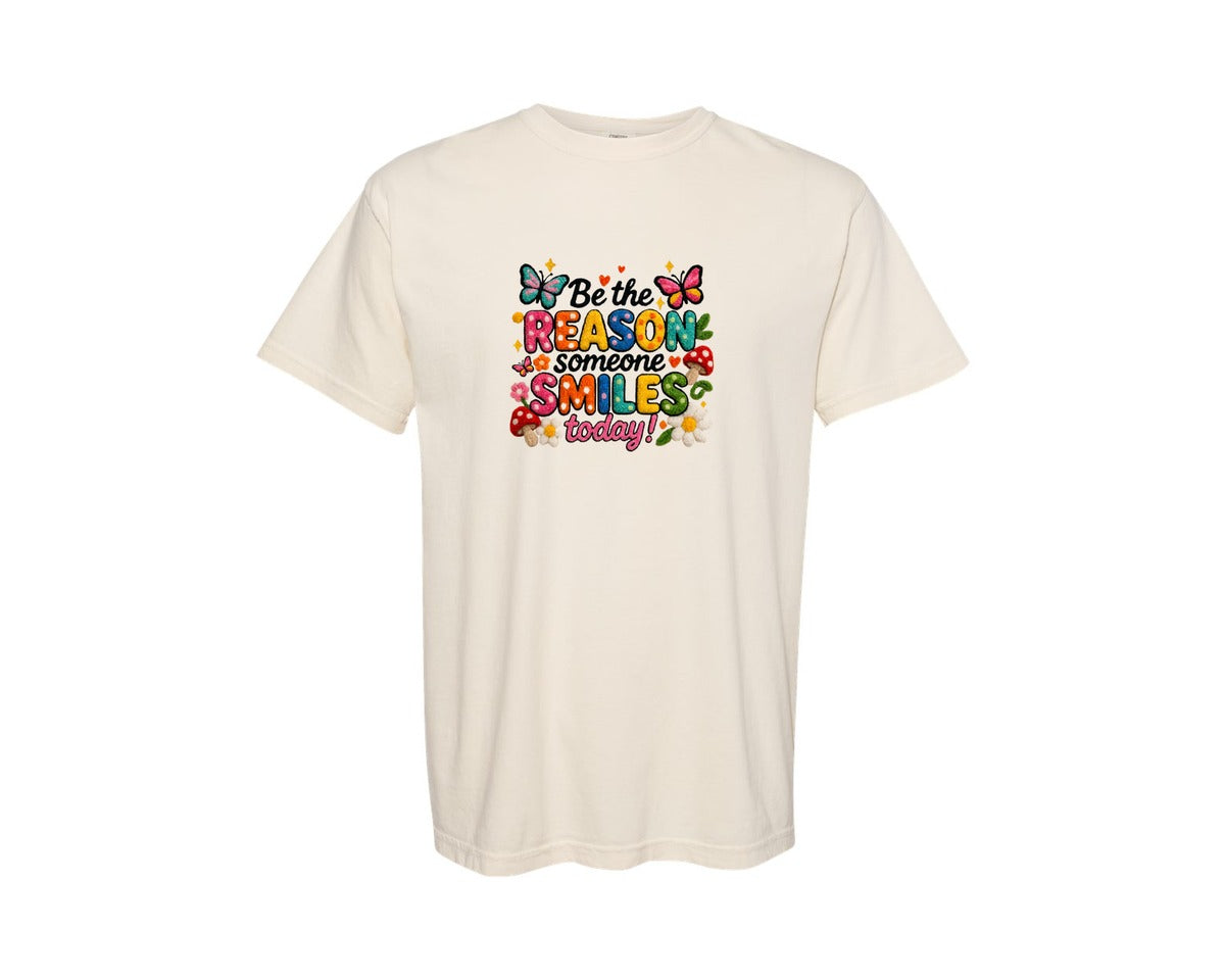brand:Comfort Colors|color:Ivory|Yarn Mental Health Someone Smiles Today Graphic T-Shirt