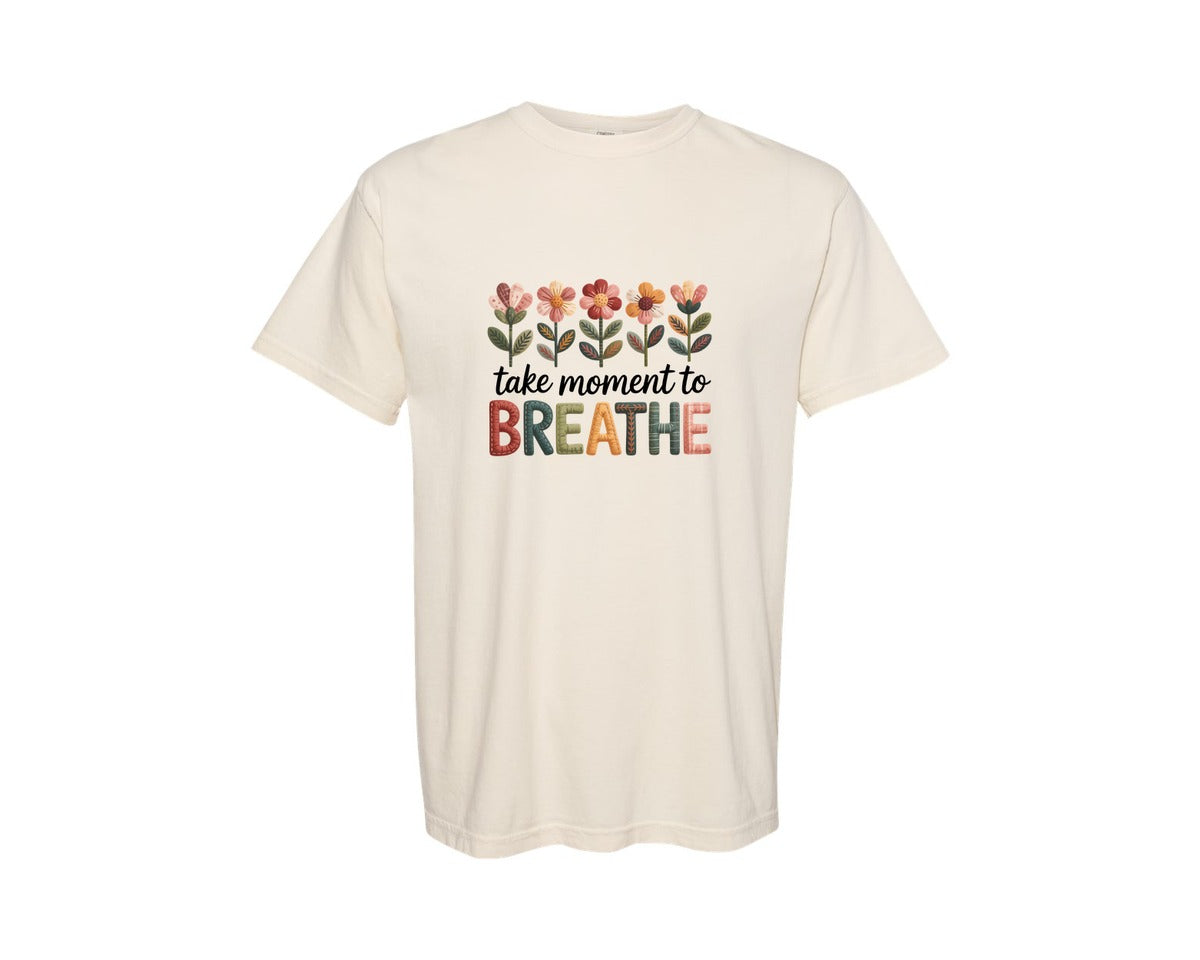 brand:Comfort Colors|color:Ivory|Faux Yarn Floral Mental Health Shirt 4 Graphic T-Shirt