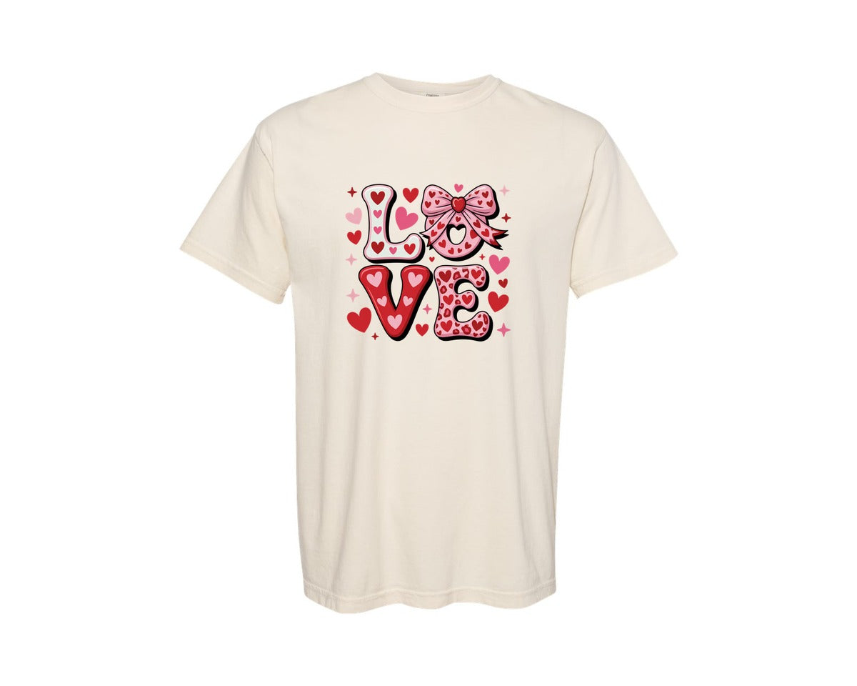 brand:Comfort Colors|color:Ivory|Valentines Day Love Preppy Coquette 4 Graphic T-Shirt