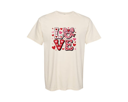 brand:Comfort Colors|color:Ivory|Valentines Day Love Preppy Coquette 4 Graphic T-Shirt