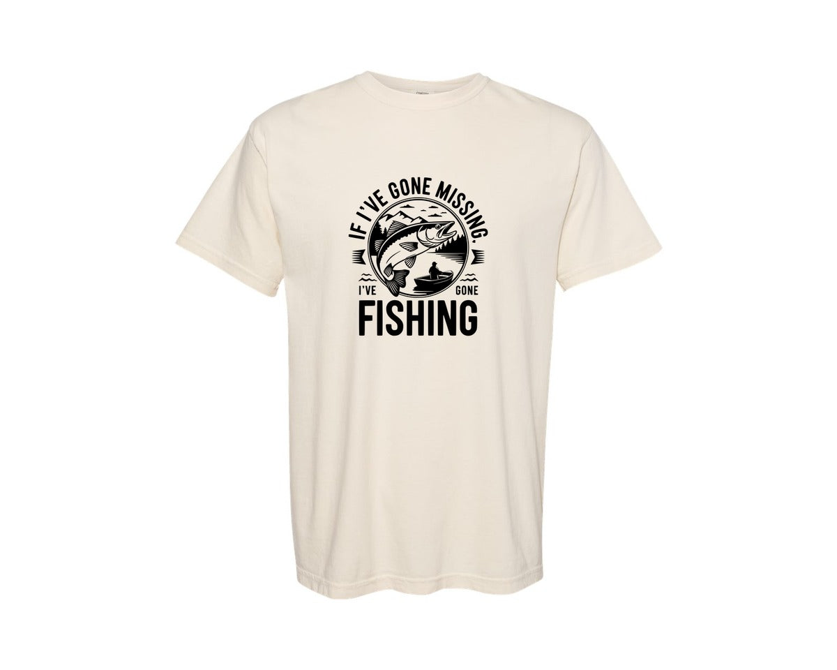 brand:Comfort Colors|color:Ivory|If Ive Gone Missing Ive Gone Fishing T Graphic T-Shirt