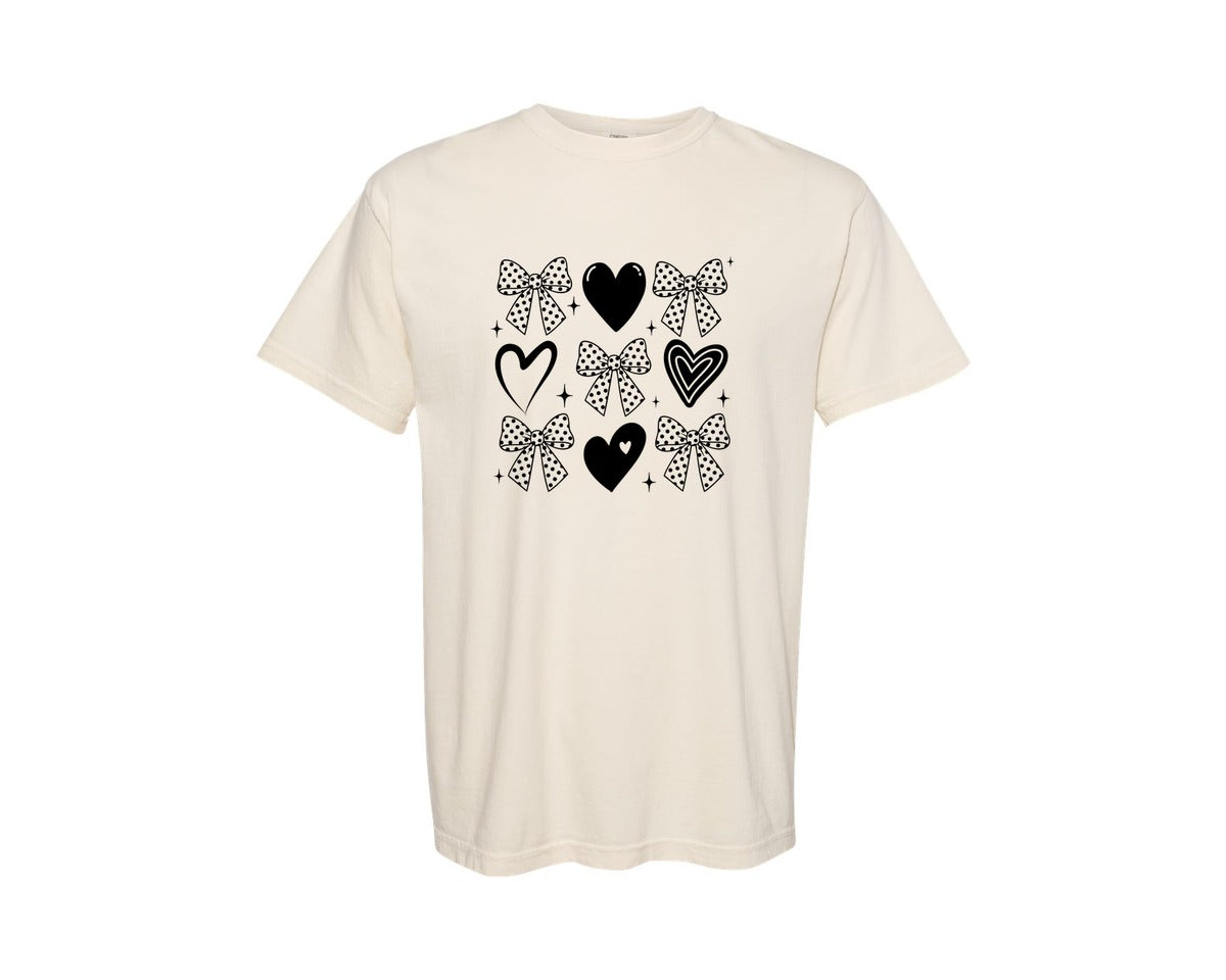 brand:Comfort Colors|color:Ivory|Valentine Coquette Heart 2 Graphic T-Shirt
